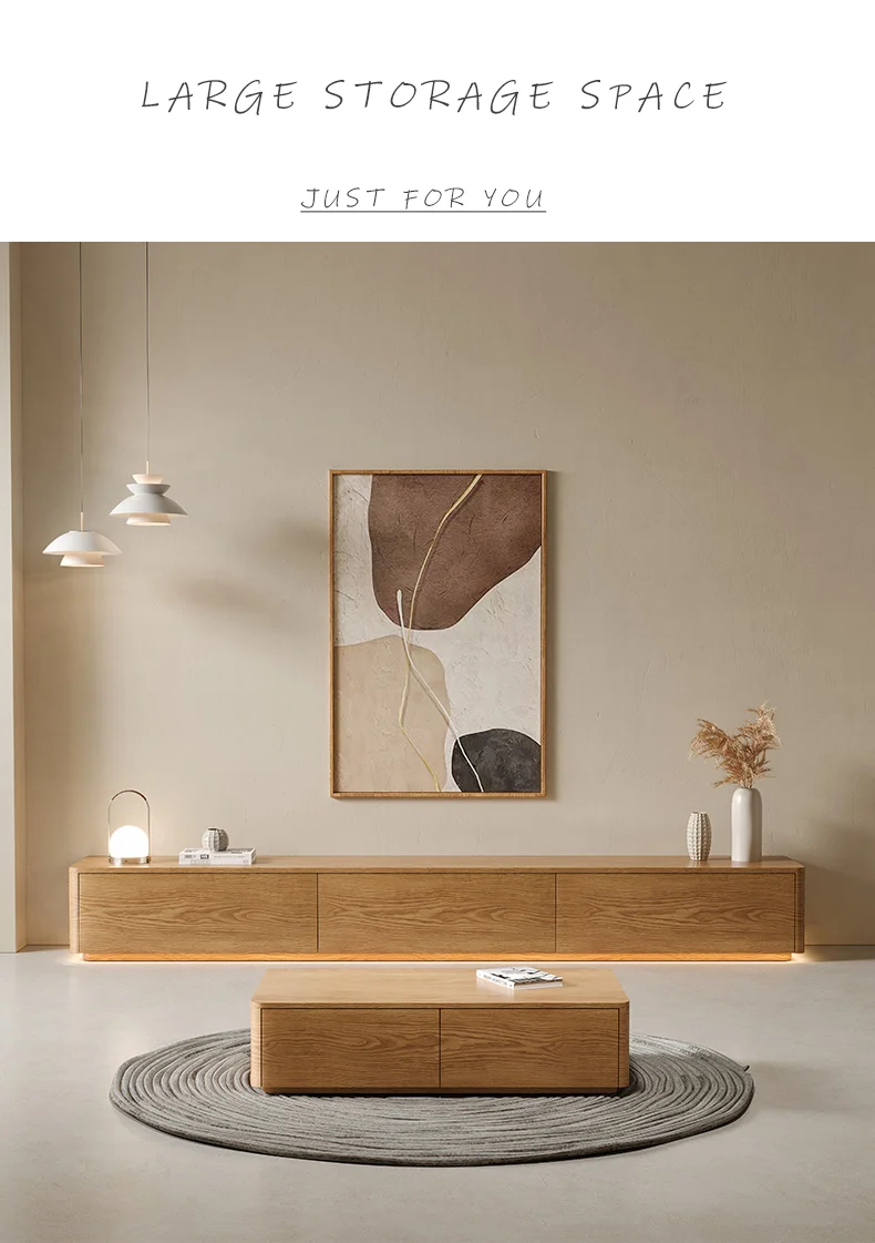 New Design Modern Solid Wood Living Room Furniture Floor Coffee Table TV Stand Set