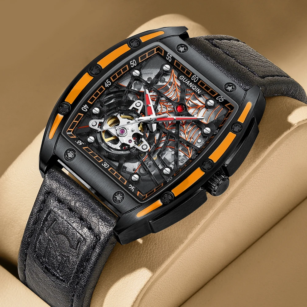 GUANQIN 2021 Luxury Square-Style Business Men Tourbillon Waterproof Mechanical Watch relogio masculino