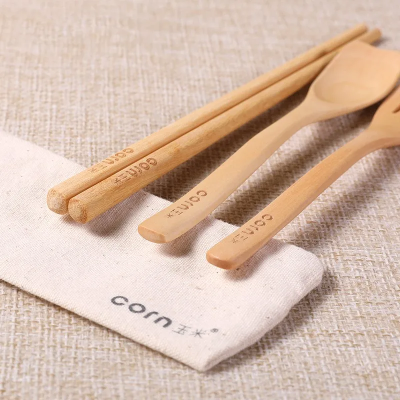 
Fork Spoon Chopstick Wooden Cutlery Set For Promotional Gift 