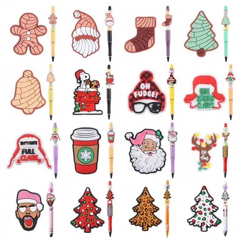 2024 new arrivals new designer silicone focal beads Christmas Silicone Beads For Pen Making jack focal beads for Christmas gift