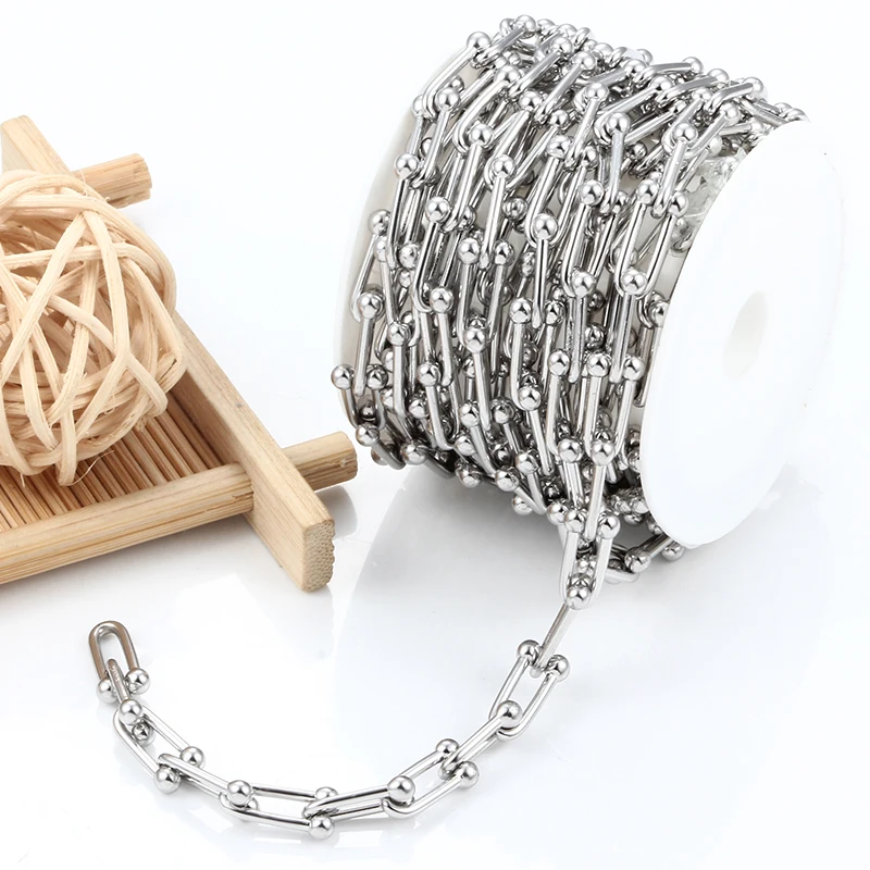 Hot Selling U word Chain For DIY Bracelets And Unique Necklace Small Size 304L Stainless Steel Rope Chains Jewelry Findings
