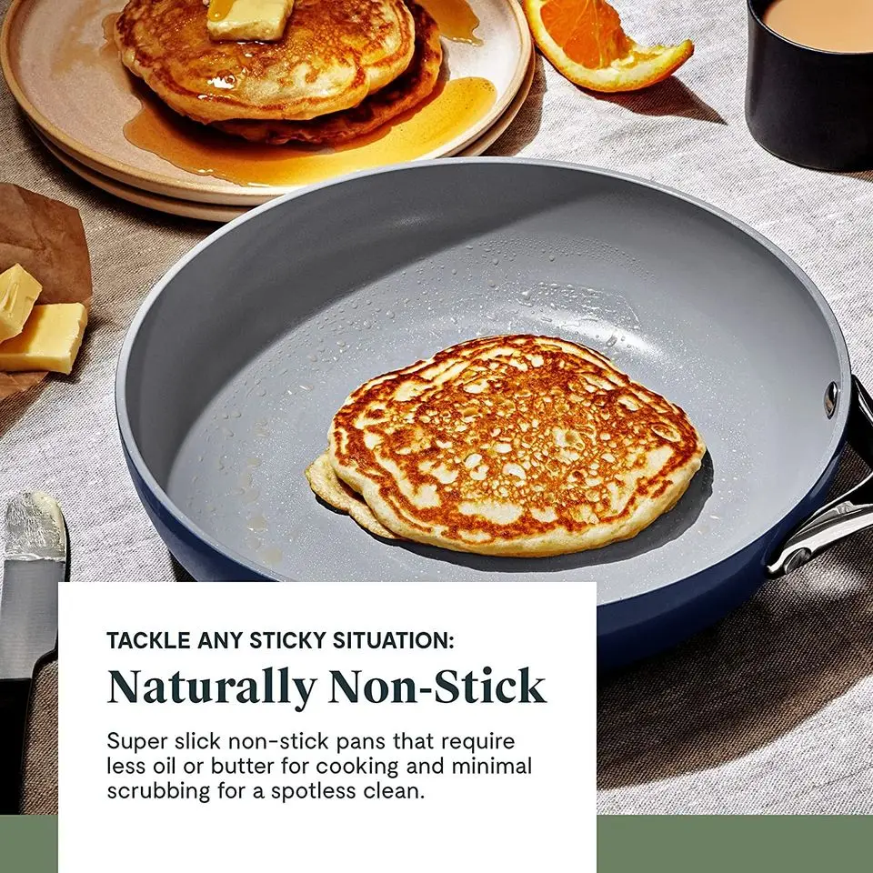 Carawayhome Nonstick Ceramic Cookware Set Pots Pans Lids and Kitchen Storage Non Toxic PTFE & PFOA Free Oven Safe