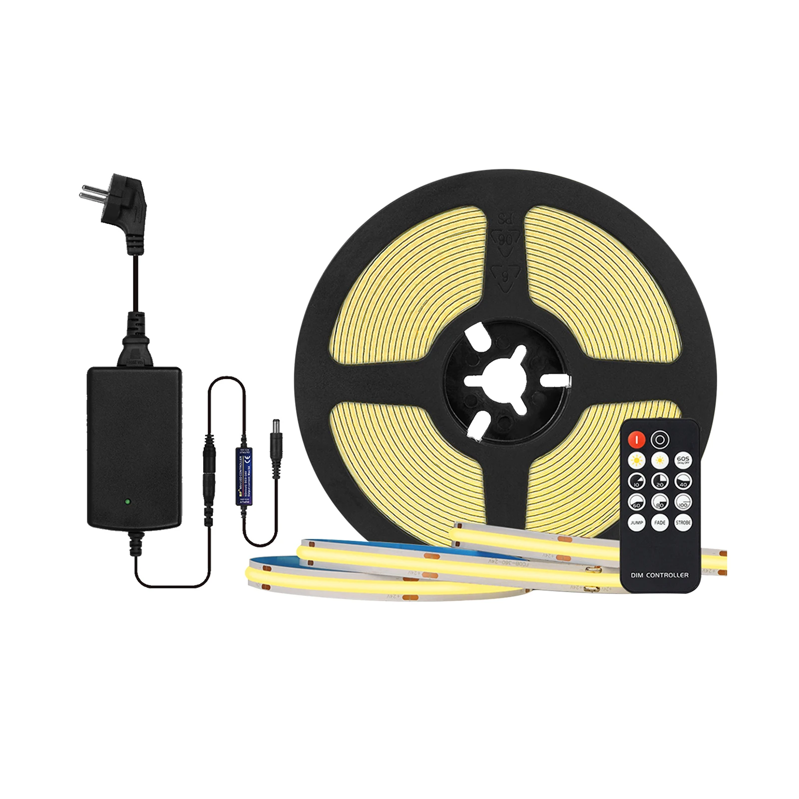 FCOB Led Lights for Bedroom RF14 Keys Dimmable Full Set High Density Room FOB COB Led Light Strips Warm Nature Cool White DC24V