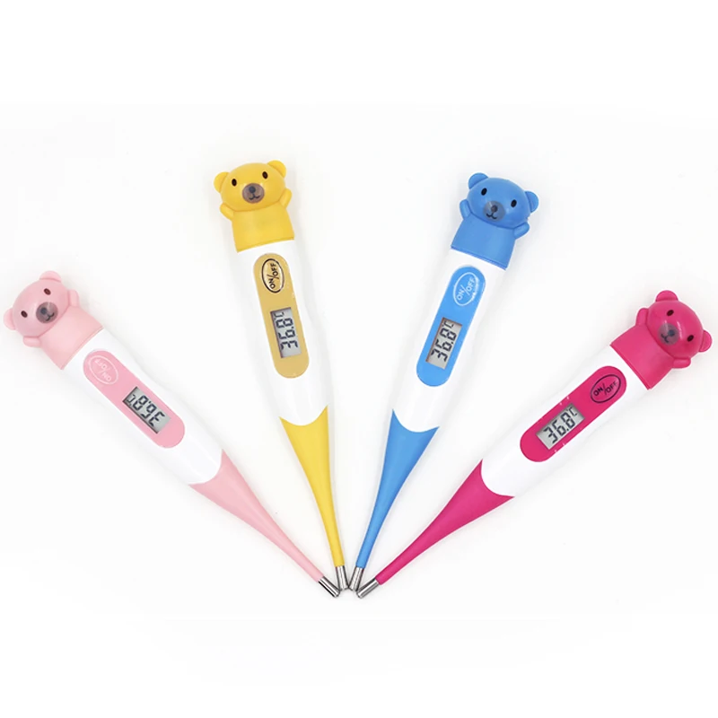 CE Approved Flexible Waterproof Electronic Baby Thermometer Cute Cartoon Character Lcd Digital Probe Thermometer With Oral Body