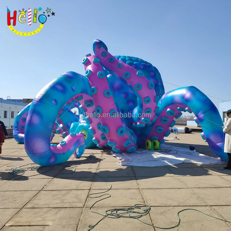 Advertising event inflatable cartoon blue octopus LED light model Inflatable DJ octopus stage for decor