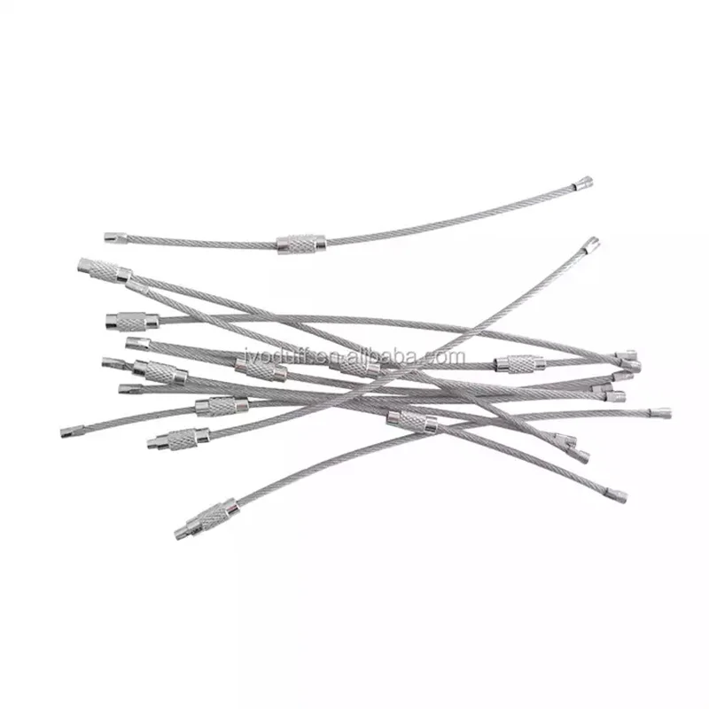 1.5x150mm Stainless Steel Wire Keyring Ring Cable Loops For Hanging Luggage Tag