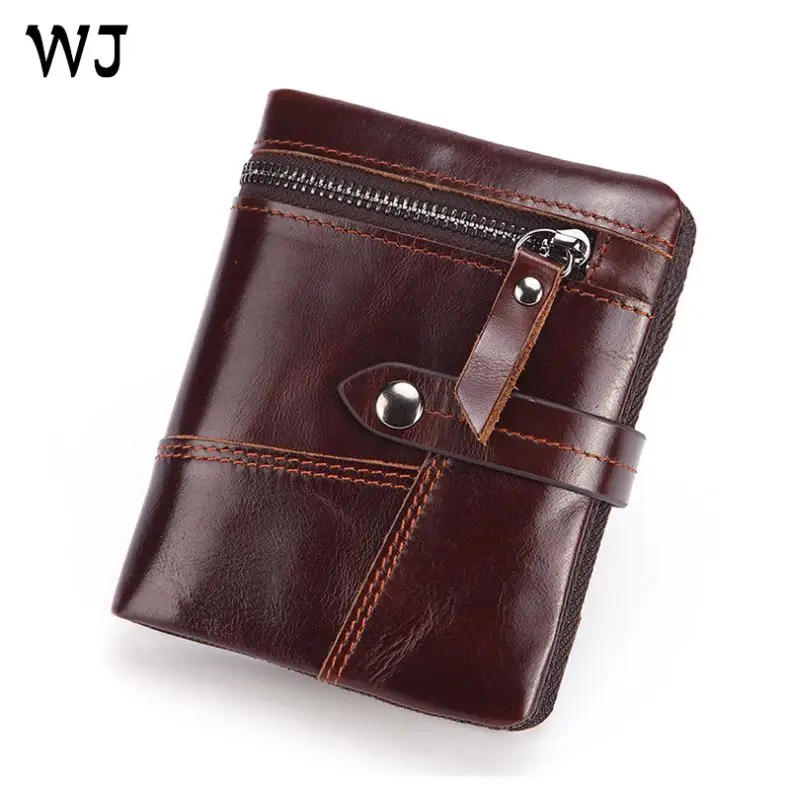 Classic Durable Hot Original High Quality Genuine Vegetable Tan Leather Free Logo Customized Men Coin Organizer Wallet