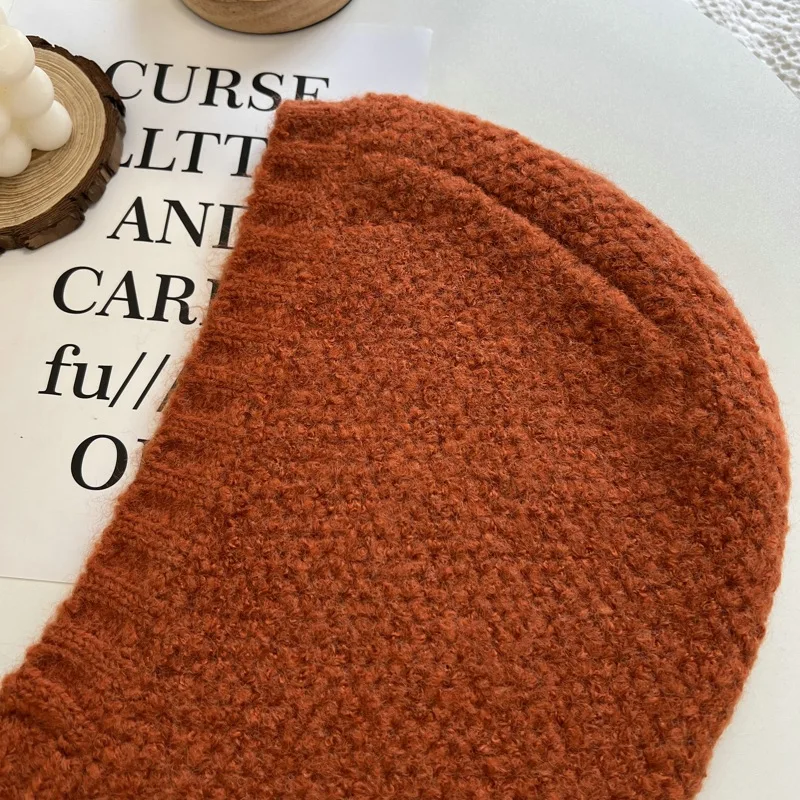 Girl Cute Knitted Balaclava Windproof Hooded Scarf Hat Winter Warm Beanies Hat Outdoor Sports Skull Cap for Women