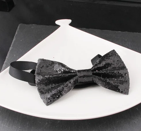 Handmade Party Banquet Pure Color All PU Leather Bow Tie Sequins Formal Tuxedo Pre-tied Bowties for Women Men