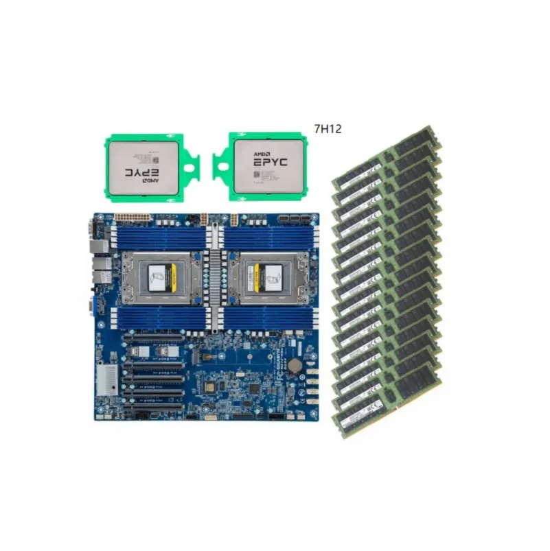 Gigabyte MZ72-HB0 Motherboard + 2x AMD EPYC 7H12 CPU + 128GB~512GB 3200MHz RAM