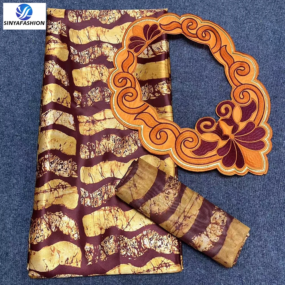 Sinya African Nigerian Silk Lace Fabrics High Quality Prints Ribbon Organza Lace Fabric With Embroidery Collar For Wedding Party