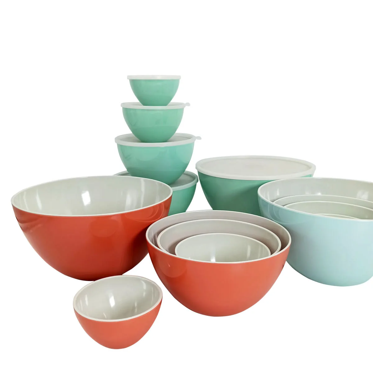kichen collection high quality BPA free melamine 5 pcs salad bowl set with lids
