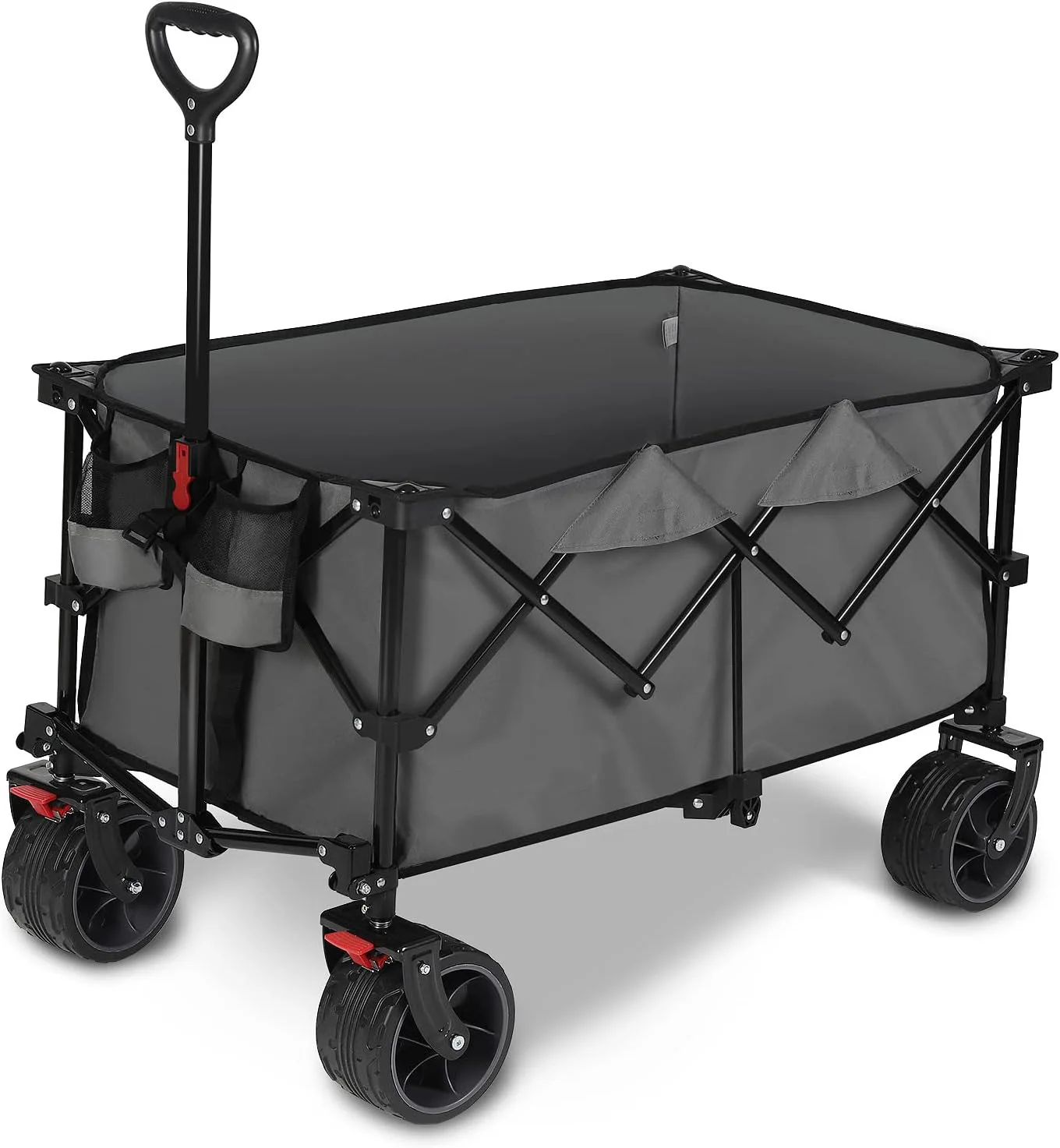Heavy Duty Folding Utility Collapsible Foldable Wagon Garden Cart with Big All-Terrain Beach Wheels Large Capacity  Buggy Carts