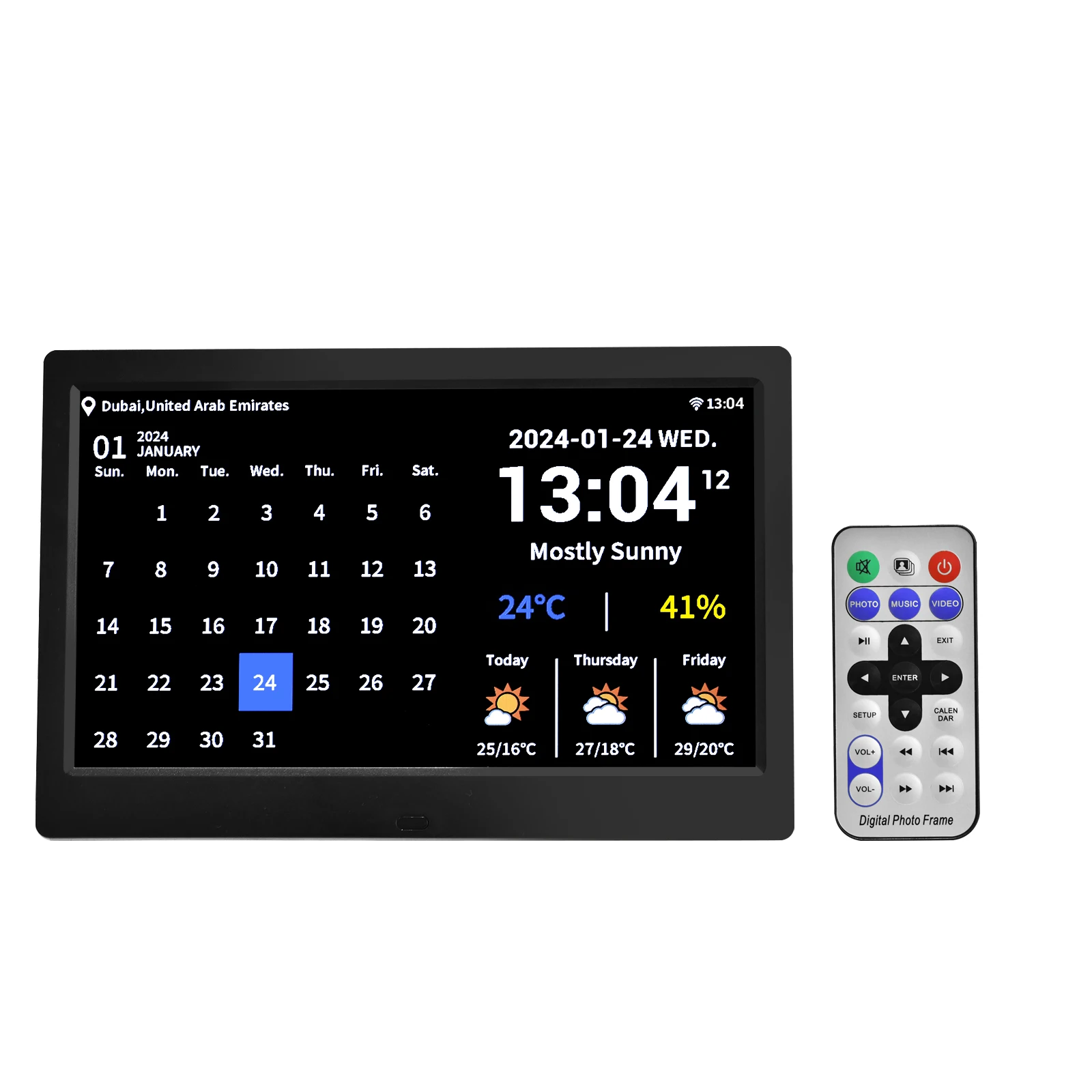 10Inch WIFI Synchronous Update Data 6 Display Modes 3Day Weather Forecast Large Calendar Table Digital Alarm Clock for Elderly