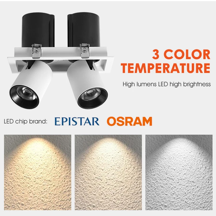 Ushine New Product Indoor Beam Angle Design Round Square Aluminum Ceiling Recessed COB LED Spot Light