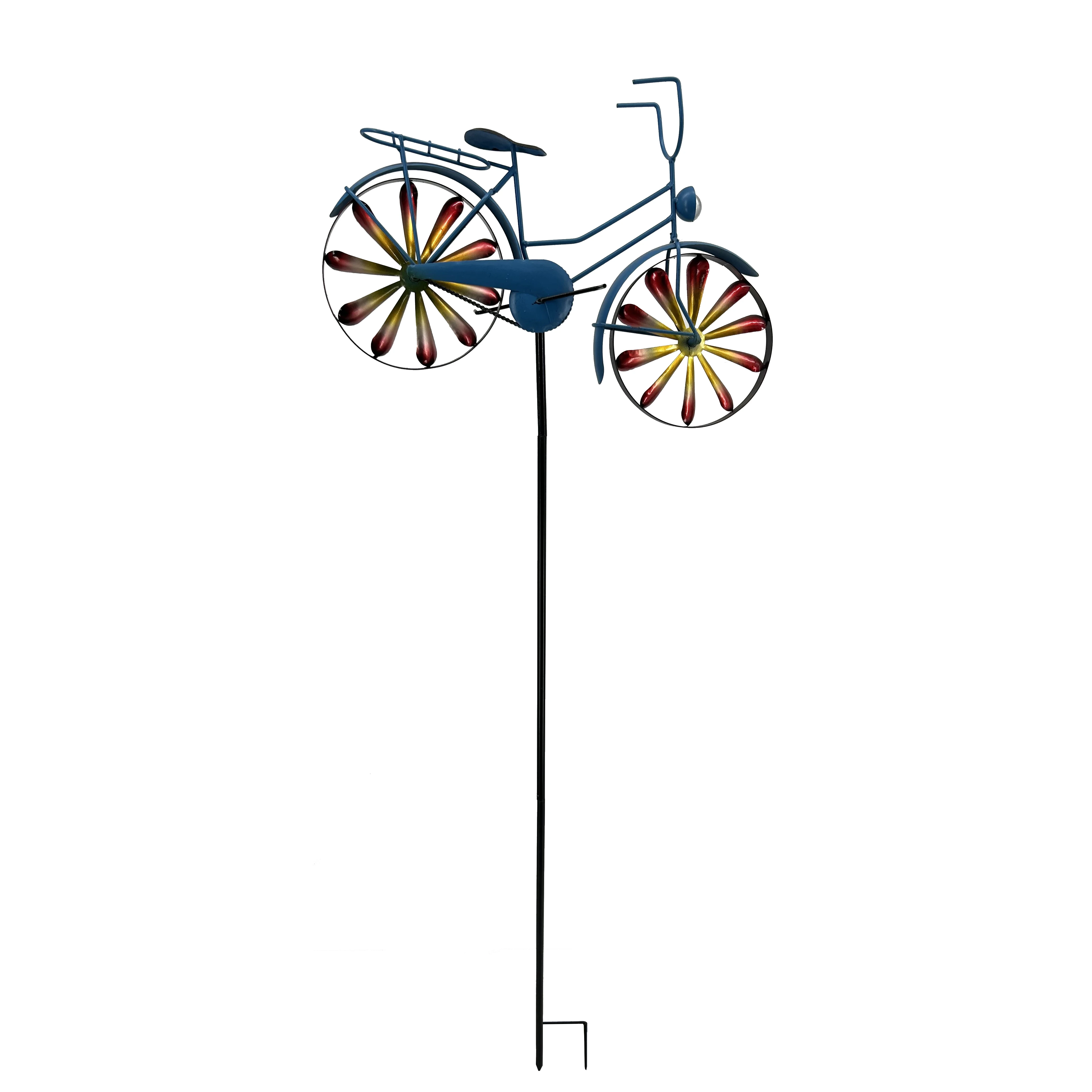 Wholesale Waterproof Garden Ornaments Metal Bicycle with Wind Spinner Stake for Outdoor Decor