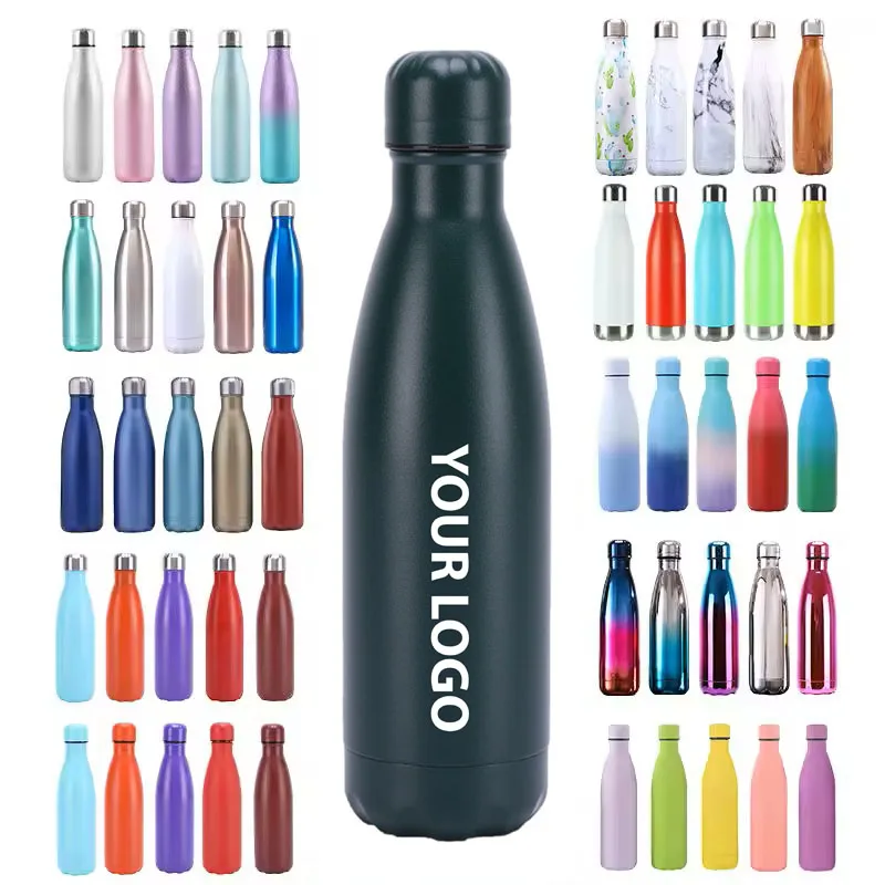 Custom logo double wall 500ml travel insulated stainless steel water bottles Thermal Vacuum Flask with lid