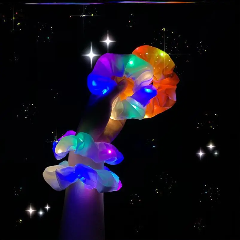 2022 New product temperament large intestine hair ring luminous head wear Korean style elastic ponytail hair band rope