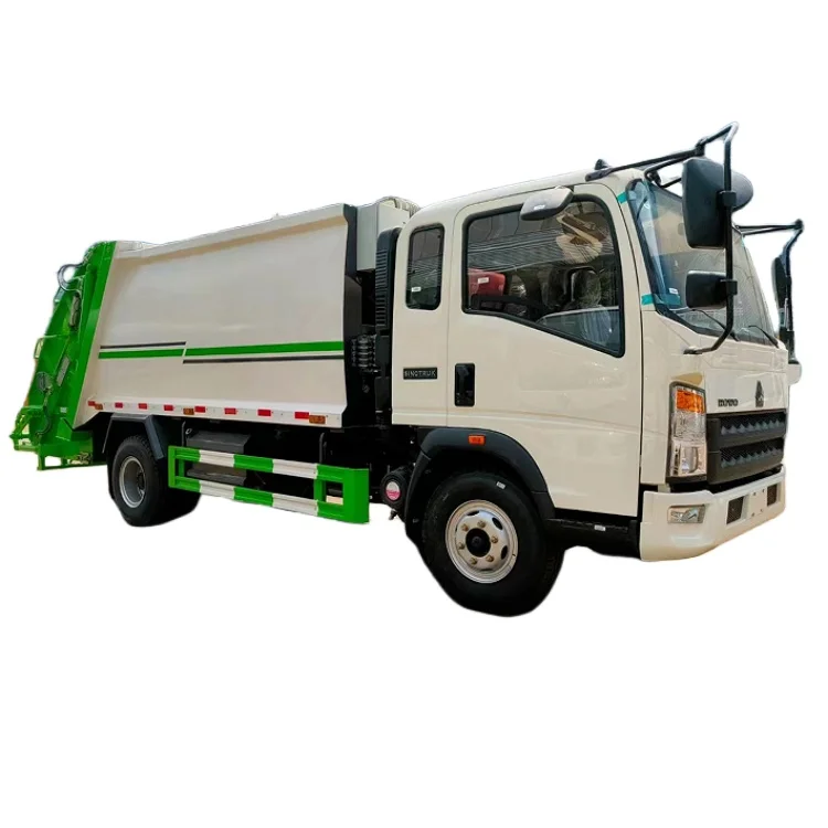 small  howo 7 m3 compressed garbage truck street 120L/240L dustbin cleaning vehicle household waste  collection