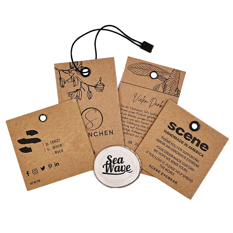 Customized Luxury Kraft hang tags with your logo colorful clothing tags for clothing shower security label hang tag
