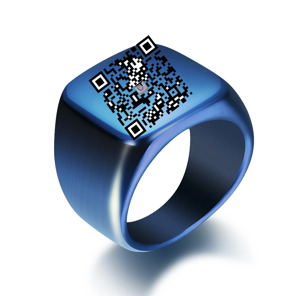 Кольцо из нержавеющей стали с QR-кодом на заказ модное мужское кольцо