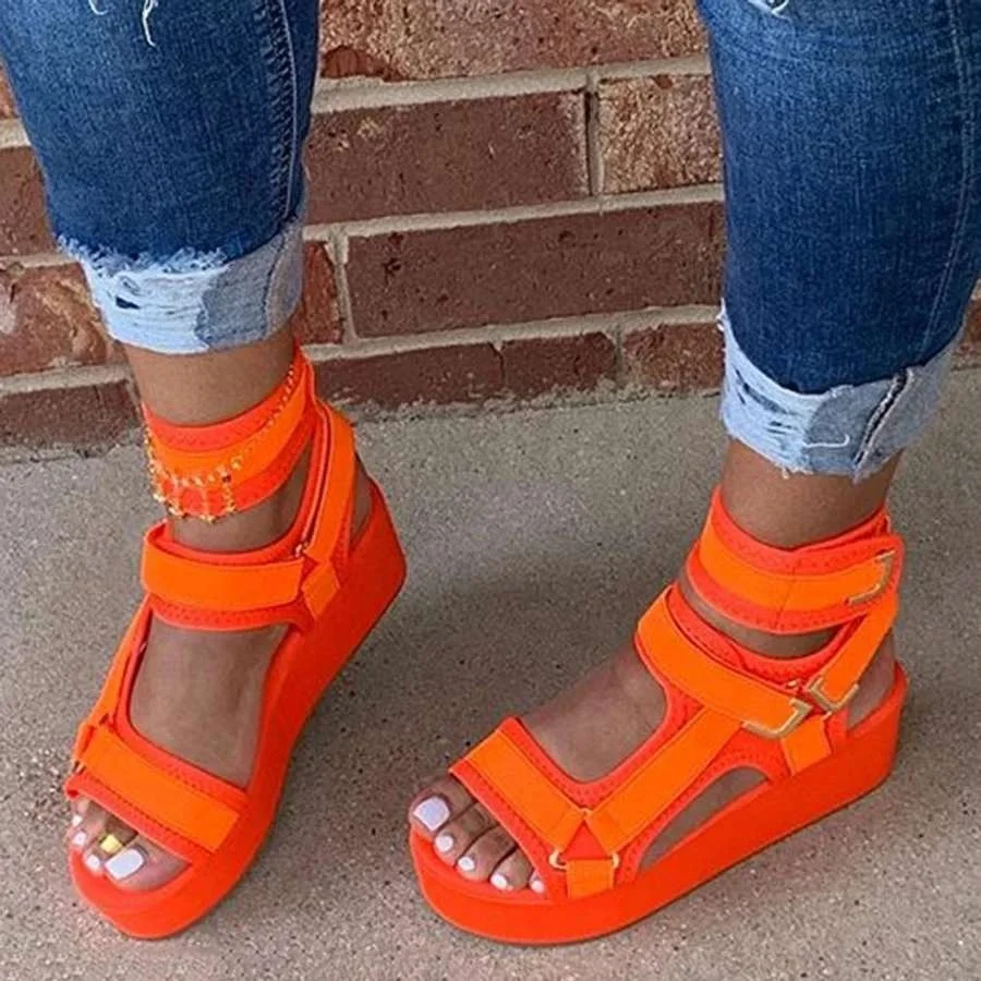 
2021 Summer Women Platform Sandals High Heels Ladies Casual Chunky Heel Gladiator High Top Wedge sandals 