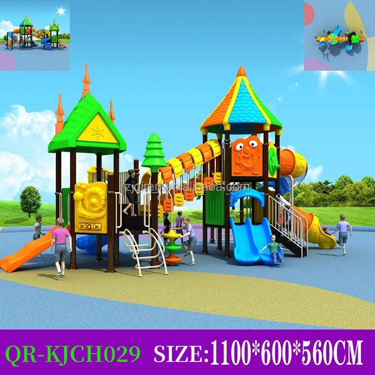New beautiful style modular amusement park plastic outdoor equipment slide kinder garden playground