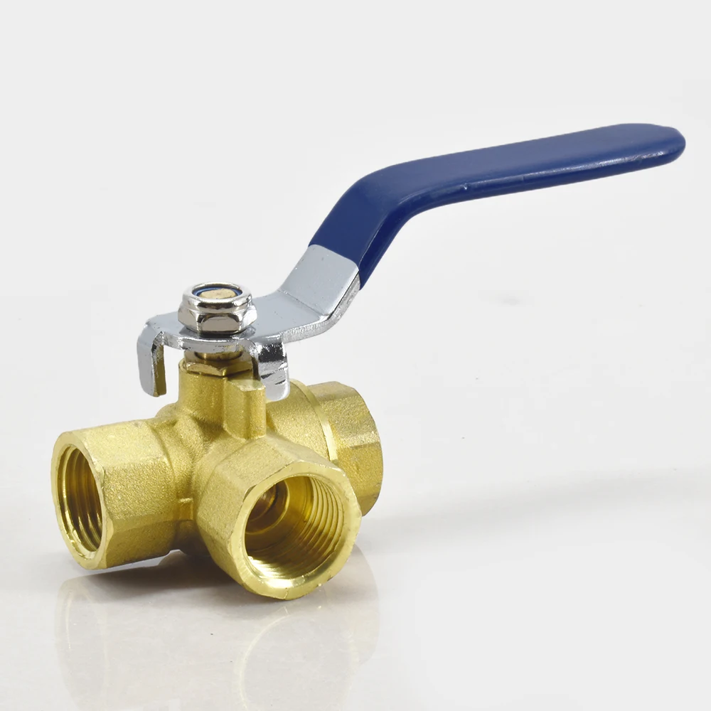 3 Way Ball Valve Internal Thread L Type /  T Type Port  1/2 3/4 1 1-1/4 1-1/2 2 Inch Brass Three Way Brass Ball Valve