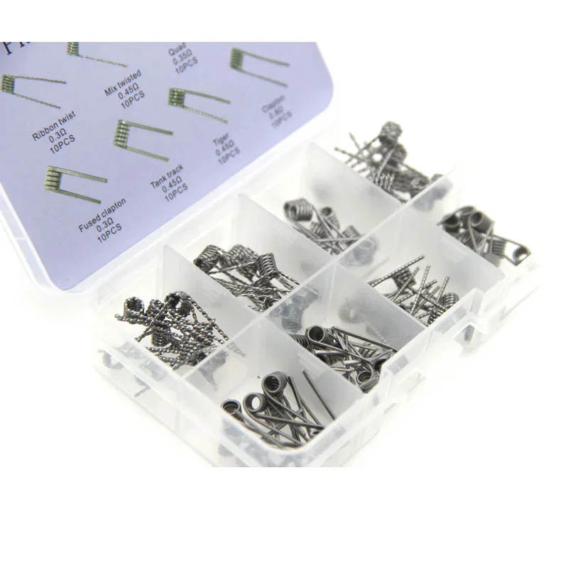 80pcs 8 in 1 Premade Coil Alien Clapton Fused Twisted Hive Heating Wire for Tank Core Coils