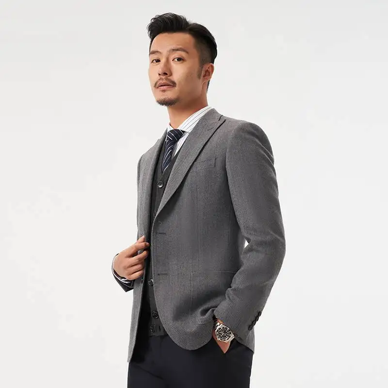 
 OEM оптовая продажа деловые официальные новые костюмы 60% Шерсть Высокое качество темно-серый ручной работы антистатический костюм для мужчин костюм  