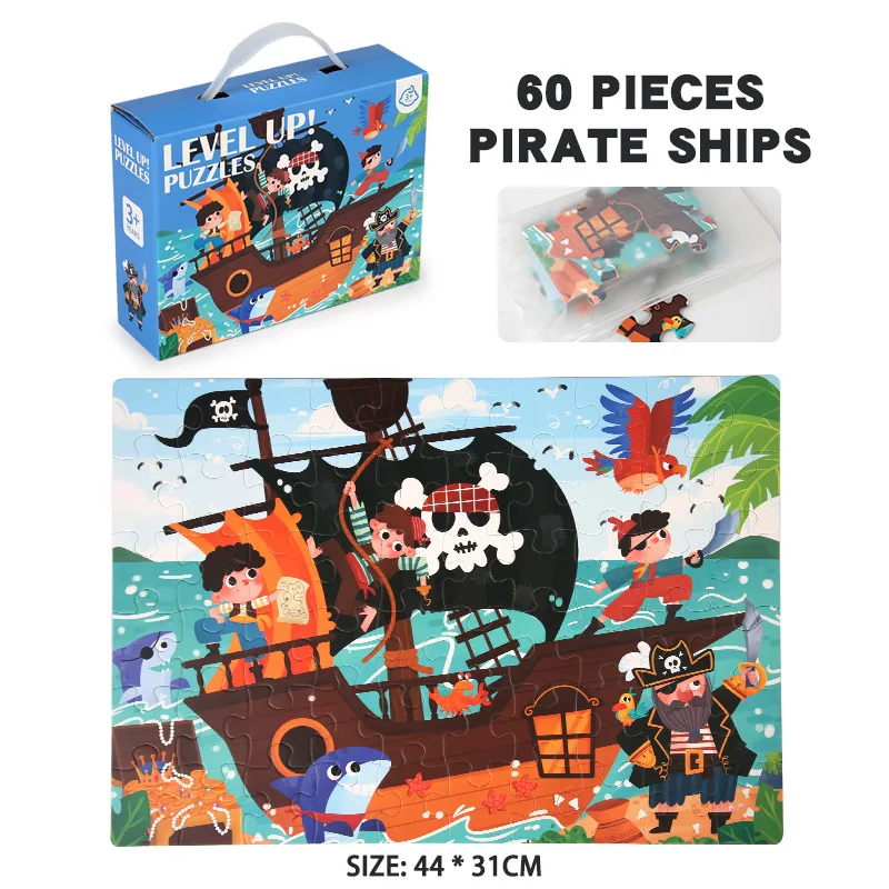 Wholesale  Fairy Tale Theme Paper Puzzle Hot Sale 60pcs Large Size  Jigsaw Puzzle For Christmas Day  Educational Gifts