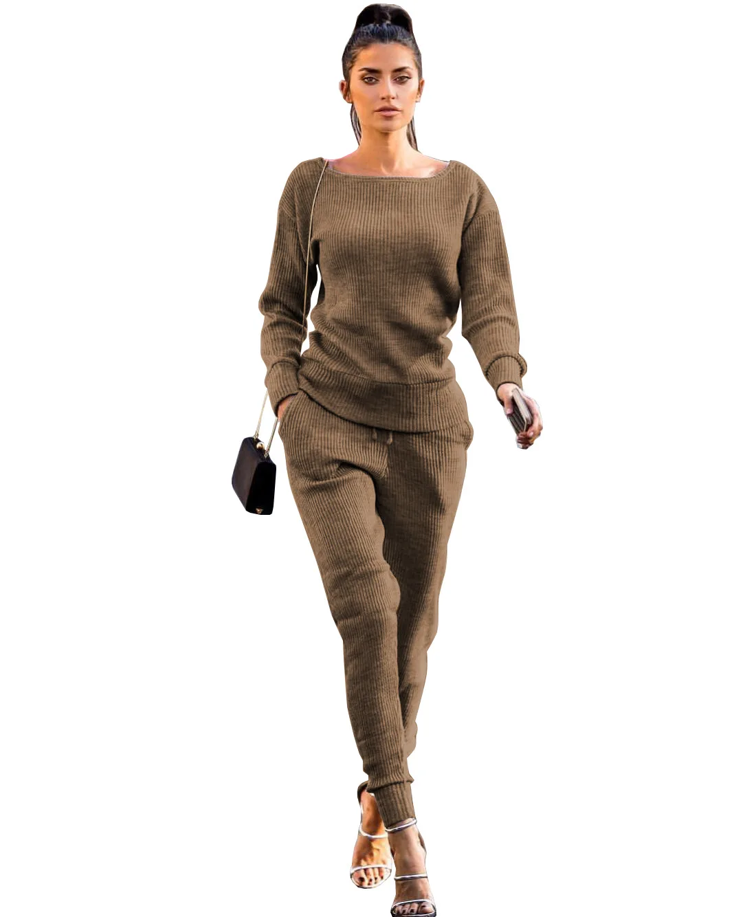 Осенняя одежда для женщин брюки для девочек спортивные костюмы для женщин однотонный комплект из двух предметов женская одежда