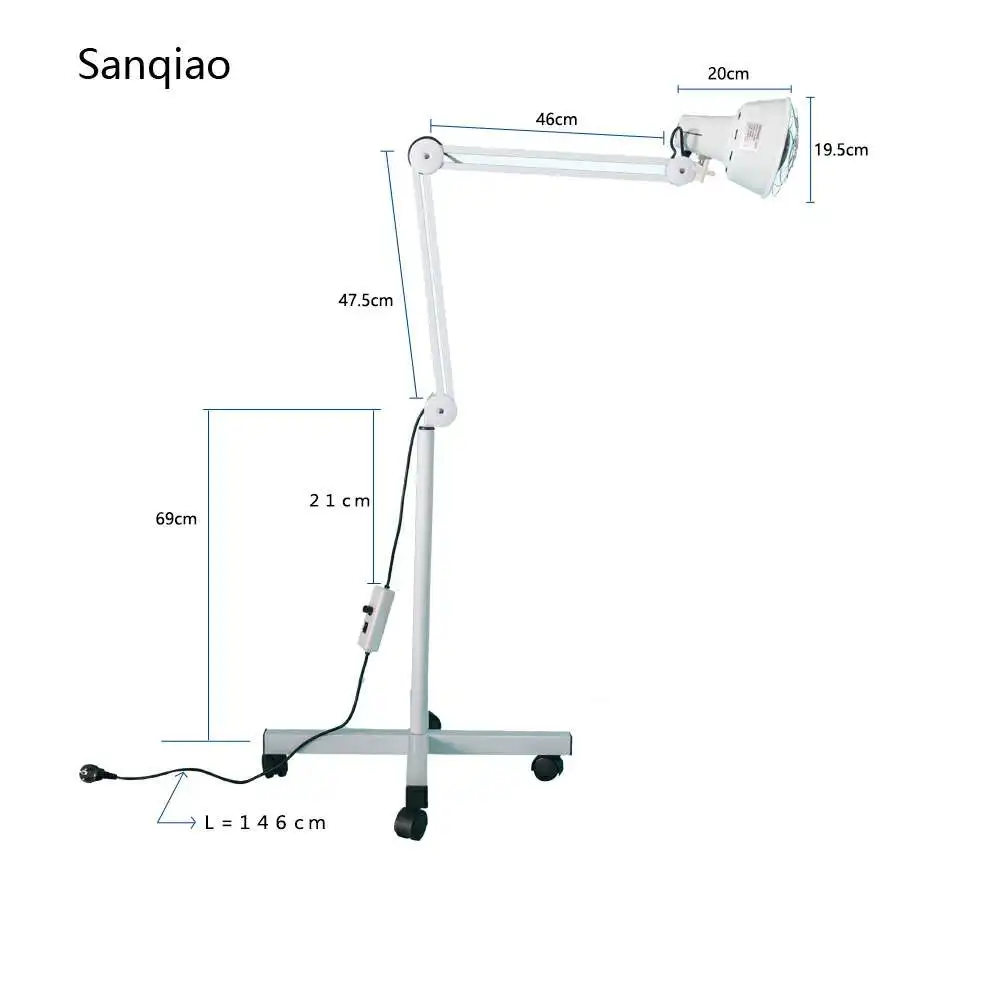 
Beauty Treatment Dimmable Heat with Stand Infrared Heat Lamp Medical 275W Thermotherapy Pain Relief IR Heating Floor Lamp 