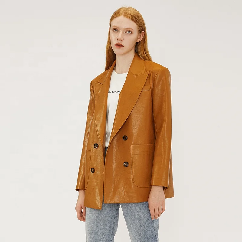 Большой зимний костюм для женщин 2021 Осень Высокое качество блейзеры женская одежда отложной воротник пальто куртка из искусственной