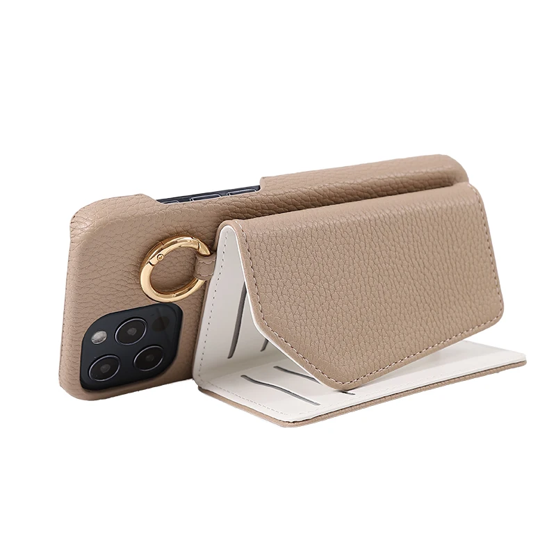 Crossbody Wallet Purse Mirror Multi-function Shoulder Straps Hand Holder Mobile Phone Bags & Cases For Iphone 13 14 Pro