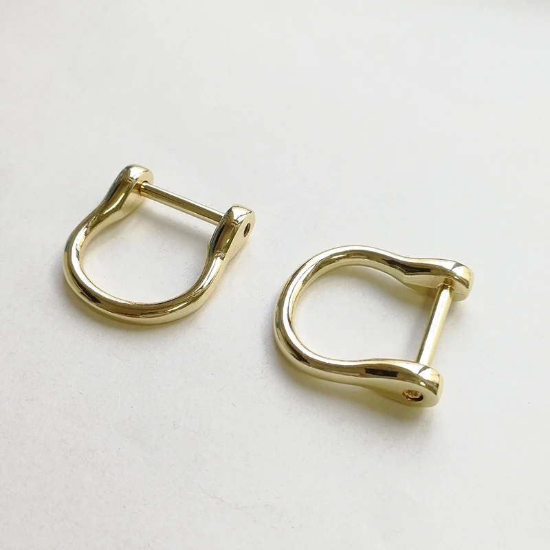 Gold D Rings with Closing Screw Shackle Key Holder Horseshoe U Shape D Ring DIY for Leather Purse