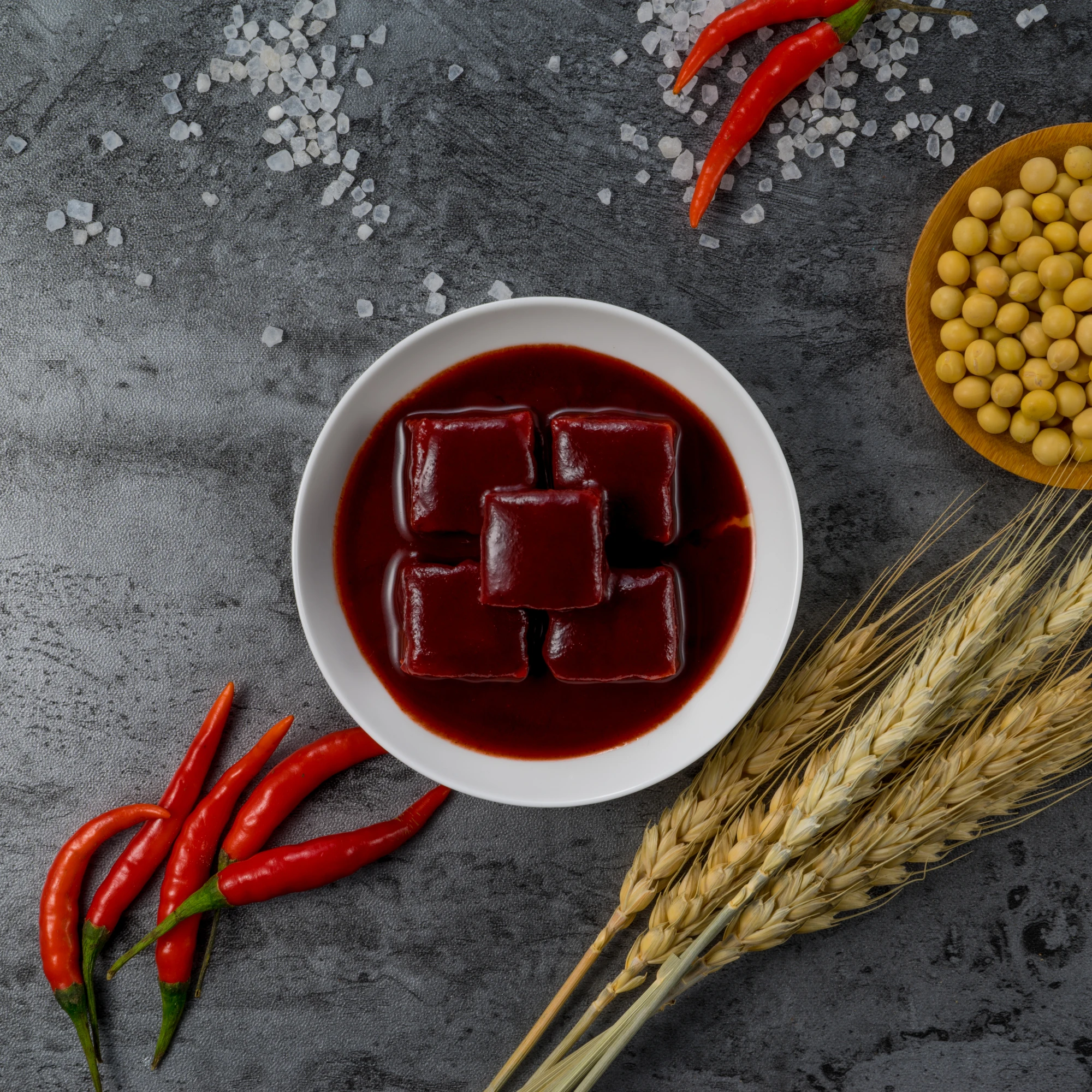 
Chinese cuisine health food spicy fermented bean curd with packaging jar 