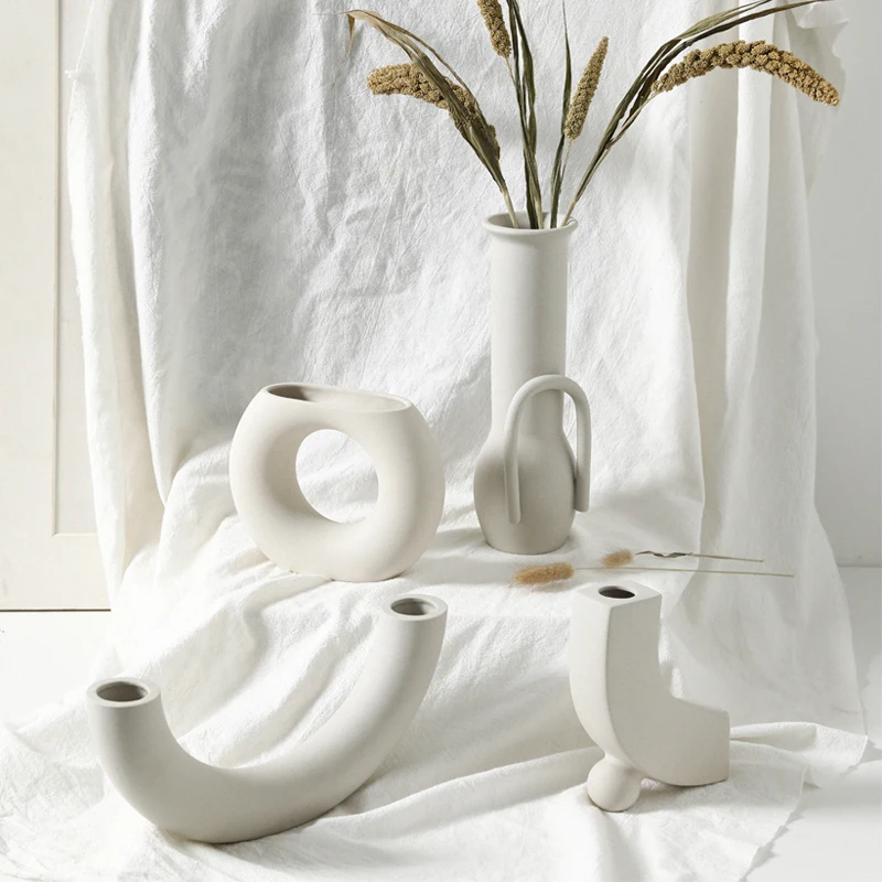 Merlin nordic white table vase small Folded vase Modern wrinkly black home pieces living room decoration with porcelain vase