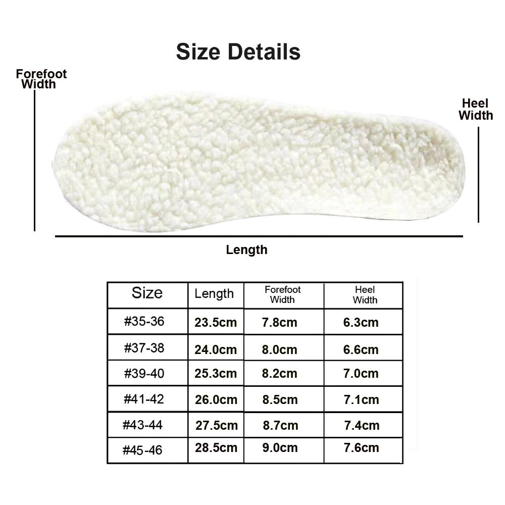 Lambswool Warm Insole Massage Shock Absorption Autumn Winter Sports Leisure Insoles Thick Warm Insoles for Men Women