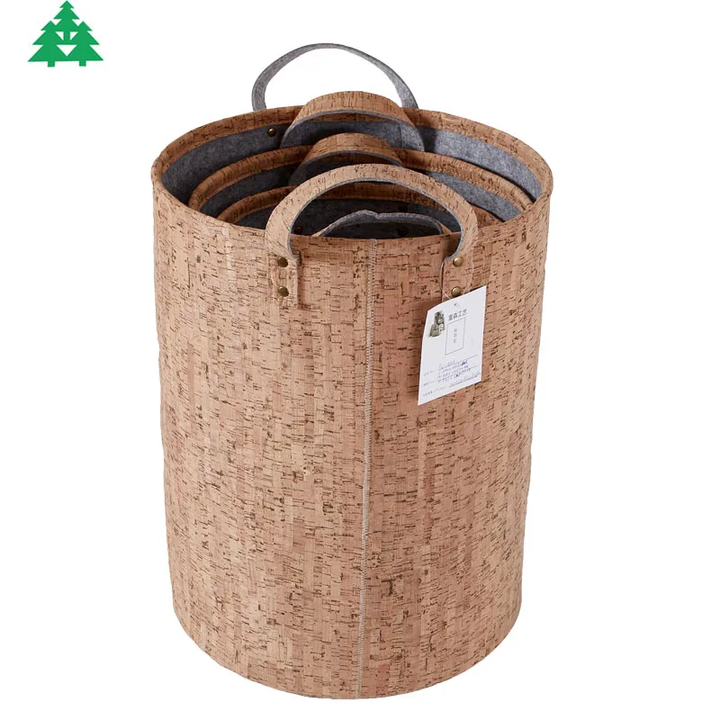 Hot sell and luxury felt and cork household storage bucket baby toys clothes laundry storage basket