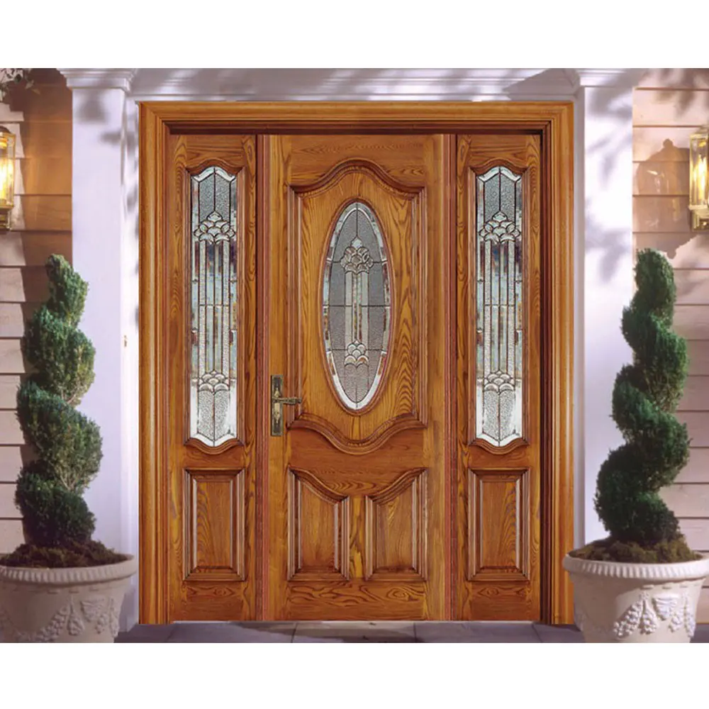 Indian apartment building main entrance door Double Safety Iron Teak Wood Main Door Designs Cast Iron Double Doors
