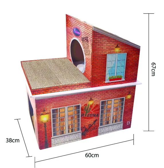 2 Stories big foldable cat scratching toy board cat house for multicat family