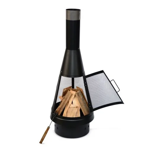 YOHO Hot Sale Fireplace With Chimeneas For Outdoor Patio Garden Steel Chimneys With Log Grate