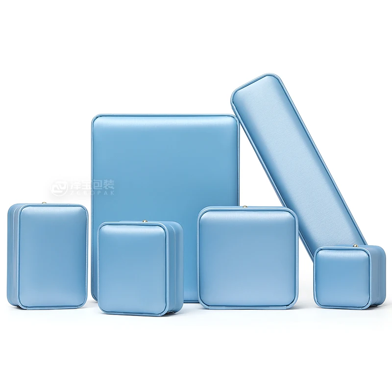 Factory Price Jewelry Box gray Multi Color Waisted PU Leather Jewelry Box Custom Logo necklace Bracelet packaging Box