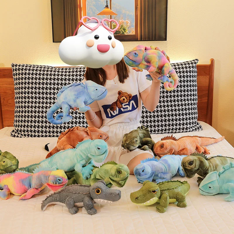 Linkbrand cpc Custom New Design Simulation Plush Chameleon Toy Plush Realistic Reptile Lizard Plush Toy