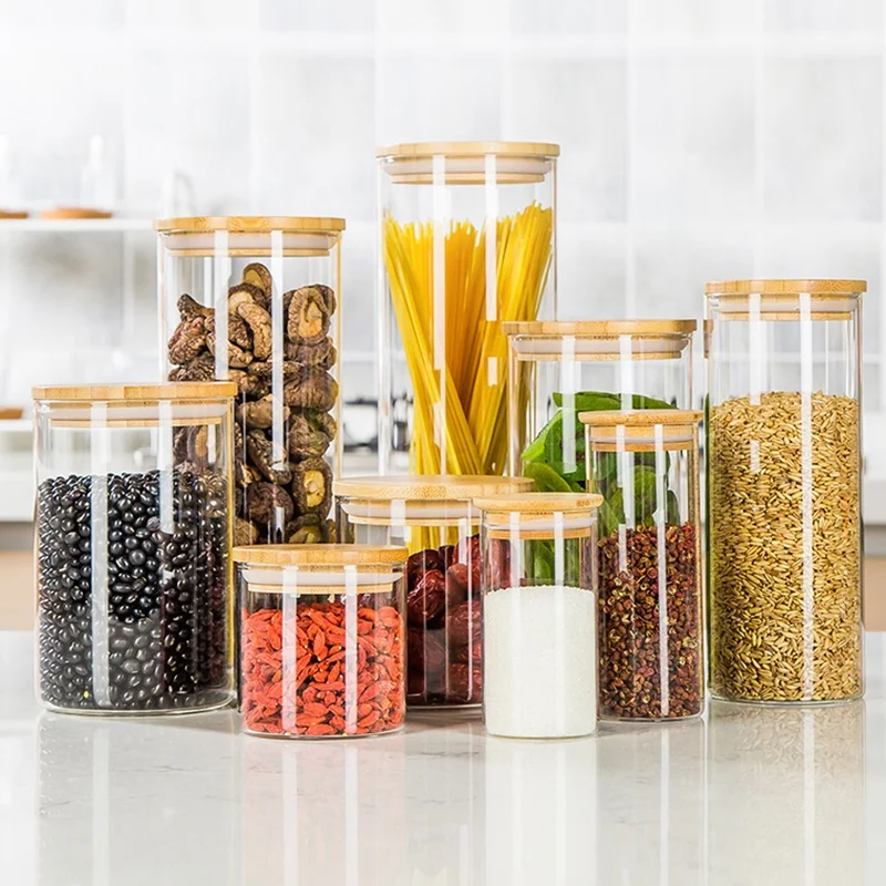 Factory Wholesale Glass Storage Jars Different Sizes Available Glass Container with Airtight Lid Sealed Glass Jar
