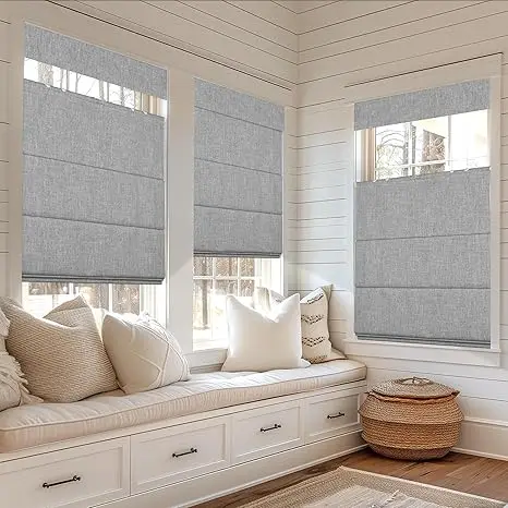 Thermal Room Darkening Fabric Roman blinds Custom Cordless Roman Shades for Windows Blackout fabric Roman Shades