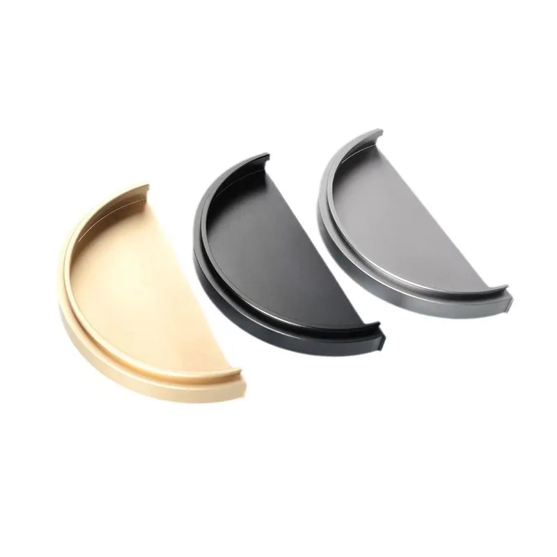 Simplicity Brass & Plastic Semi-Circular Drawer Knob Slotted Invisible Cabinet Door Handle with Aluminum Alloy Embedded Easy Use