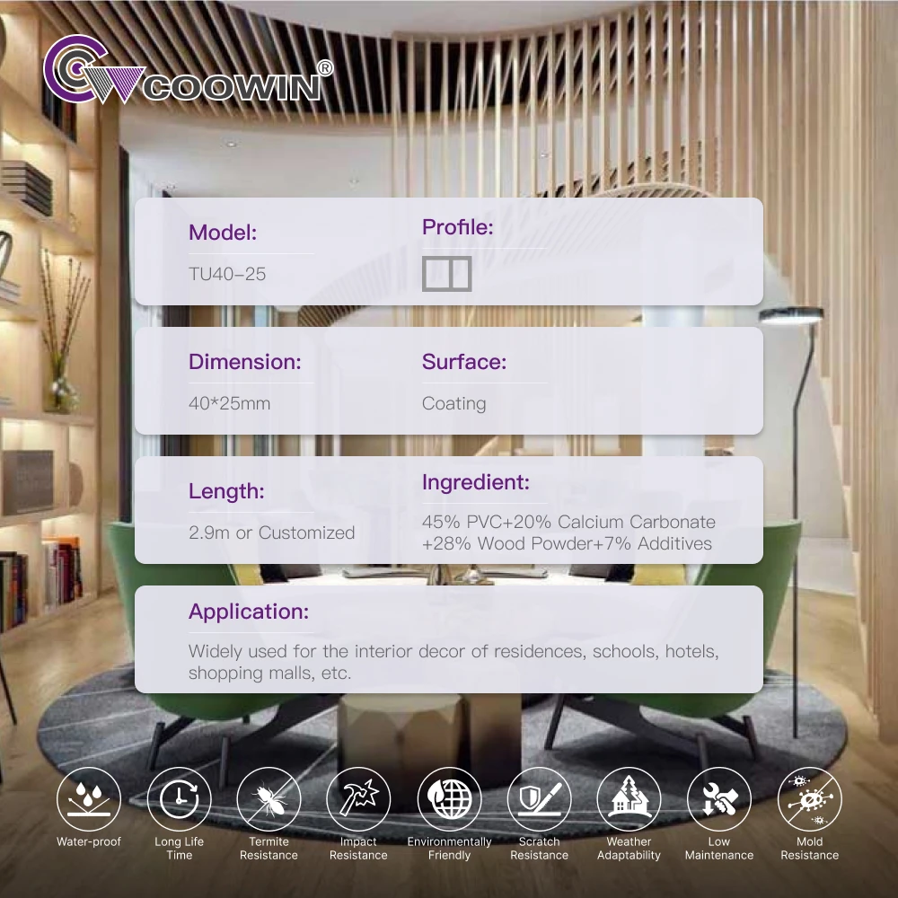 Non-Toxic Square Timber Tube Interior design Wpc Conference Centers Timber Tubes WPC Partition Wall