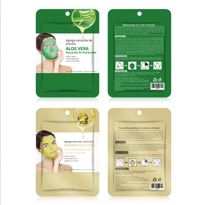 Private Label Cosmetic Facial Mask Aloe Clay Mask Golden Collagen Peeling Mask  Skin Care Whitening Cleaning